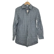 Tyler Boe Plaid Flannel Shirt Blue Gray Button Front Long Sleeve Collared XS