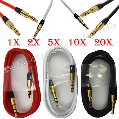 Lot 3.5mm Male Stereo Audio Auxiliary Cable Golden Plug for PC iPod Car Phone