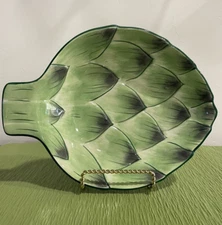 Clay Art “ROMA” Artichoke Dish 8.5”L X 6.5”W Hand Painted Excellent Condition!