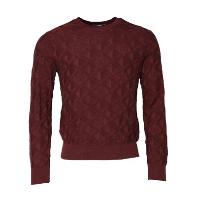 DOLCE GABBANA Sweater Bordeaux Silk Knit CrewNeck Pullover IT48/US38/M  1350usd