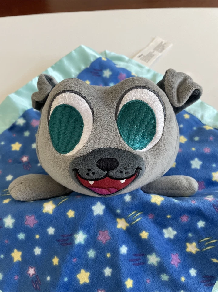 Disney Cachorro Perro Amigos Peluche Bingo Manta de Seguridad Lovey Gris Satinado Usado en Excelente Condición Foto 3 de 4