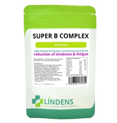 Lindens Vitamin B Complex 90 Tablets B1 B2 B3 B5 B6 B9 B12 Biotin