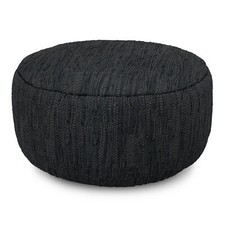 Simpli Home Fredrik 30W Round Organic Frayed Pouf
