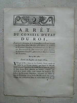 Judgment 1787: Appointment BRIERE DE MONDETOUR receiver of economists.