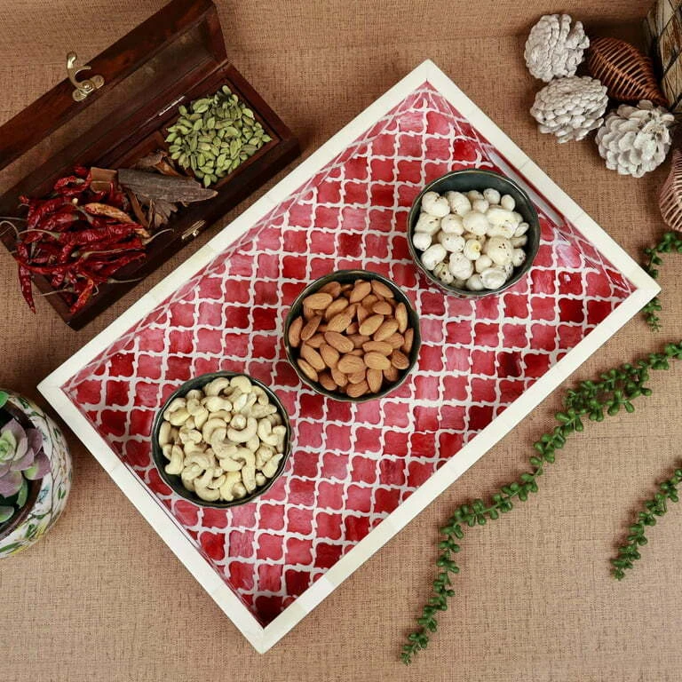Handcrafted Breakfast tray Handmade Bone Inlay Decorative trays, Cocktail trays - Image 2 of 4