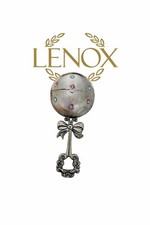 Lenox Silverplate Baby Rattle Keepsake Box w/ Pink  Blue Rhinestones Bow Handle