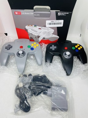 2PACK Wireless N64 Controller for Nintendo N64 System Rechargeable Black Gray (j