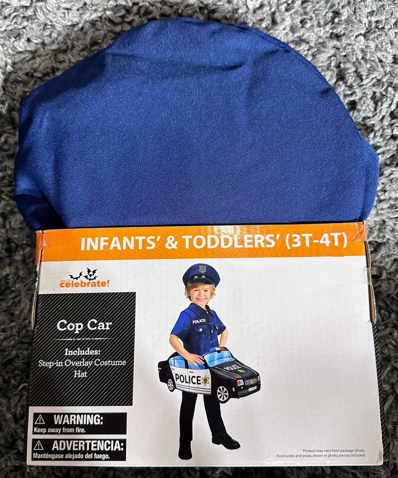 Nuevo Adorable Niño Pequeño Coche Policía Hombre Step-In Superposición Disfraz y Sombrero 3T-4T Foto 4 de 4