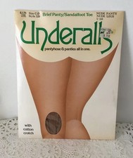NOS Underalls Nude Size C-D Style 320 Pantyhose Panties In one Sandalfoot Toe