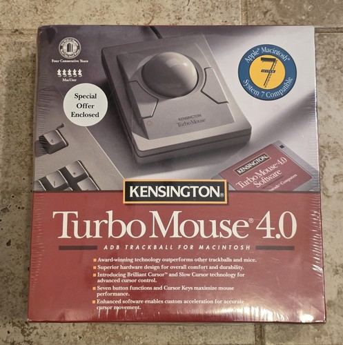 VTG Kensington Turbo Mouse ADB Trackball for Macintosh #64100 Version 4.0 (NEW )