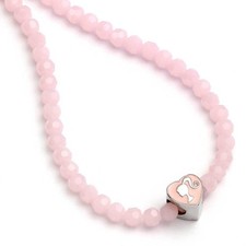 Image of Barbie™️ Pink Bead Necklace with Heart Shaped Silhouette Bead Charm - Barbie x C