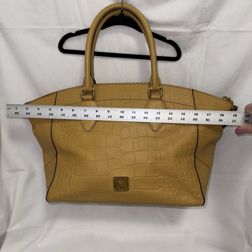 Bolso grande de hombro y correa MCM Milla amarillo cocodrilo de 2 vías auténtico - Imagen 22 de 24