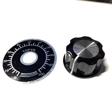 one black knob OD  27 mm for 6 mm shaft 0.25 inch chrome inlay  DIAL
