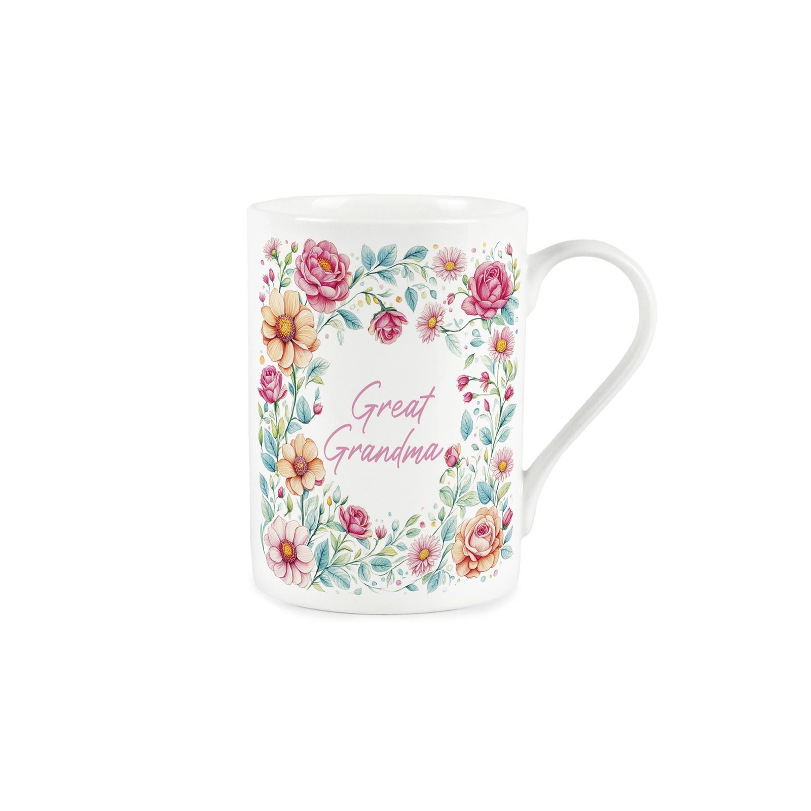 Pink Floral Great Grandma Mug - Bone China Tea/Coffee Cup Gifts for Mothers Day