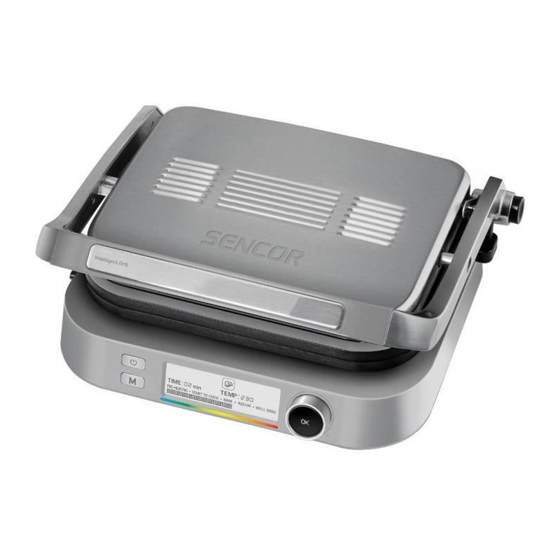 Grill électrique Sencor SBG 6231SS appareil à panini et viande inox avec thermostat réglable