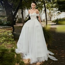 Off The Shoulder A-line Wedding Dress Chiffon Court Train Backless Bride Gowns