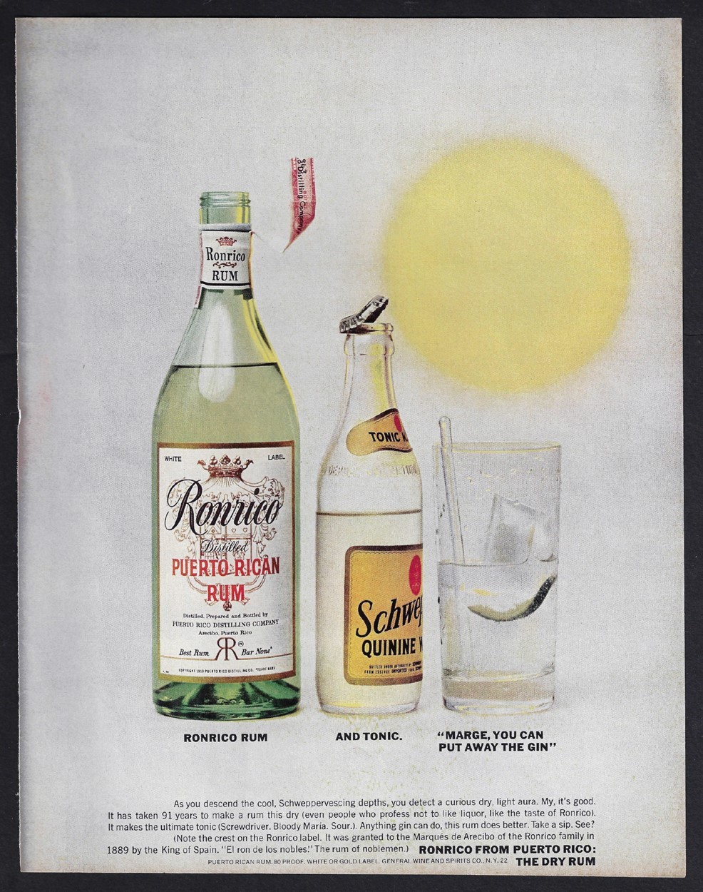 1962 RONRICO Puerto Rican Rum and Tonic Print Ad 