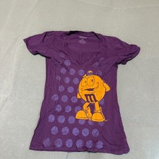 Vintage M&M Womens Girls Juniors T-Shirt Size XL All Over Print Made In USA