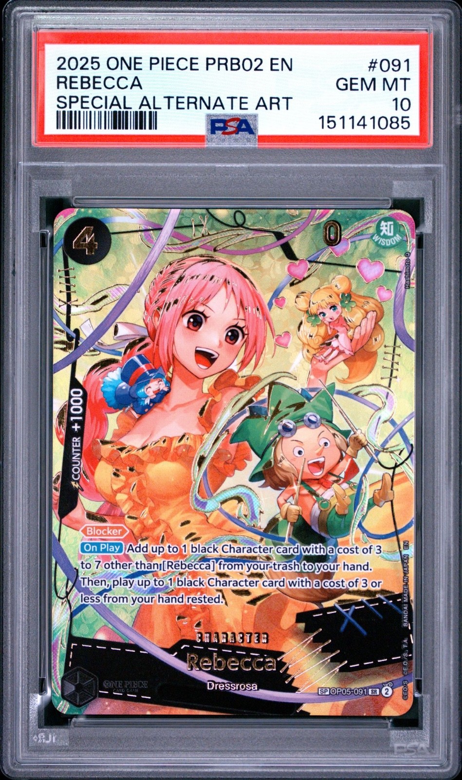 One Piece Rebecca Special Alternate Art PRB02 OP05-091 PSA 10 Gem Mint