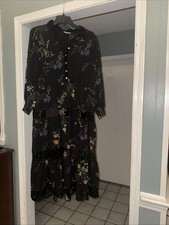 John Mark Women’s Sheer Floral Dress Size XL Black With Velvet Embellishments