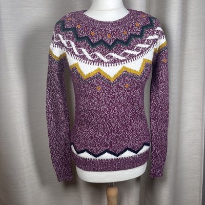 Old Navy XS Fair Isle Strickpullover Lila Nordic Cottagecore Winterpullover
