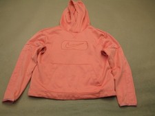 Nike Size L Girls Orange Soft Shell Pockets Activewear Athletic Sport Hoodie 902