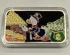 Scrooge Mcduck Colorized Enameled 1 oz .999 Silver Bar! COA!