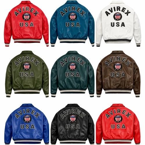 Men's Avirex Real Bomber American Flight Jacket Sheep Leather Jacket | All Color - product listing photo