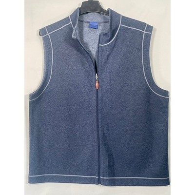 Wilkens Bros Heritage Collection Mens Full Zip Mock Neck Vest Blue Heather 50in