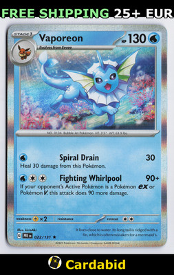 Vaporeon - PRE #022/131 SV: Prismatic Evolutions Holo kirisAki NM