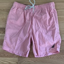 Nautica Men's Pink Swim Shorts M Drawstring Back Pocket Solid