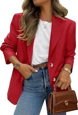 New Women's Fall Blazer Button Down Fitted Lightweight Dressy Work Fast Ship