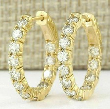 2Ct Round Cut Lab Created Diamond Huggie Hoop Earrings 14K Yellow Gold Plated
