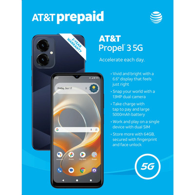 Propel 3 5G, 64GB, Midnight Blue - At&t Prepaid Smartphone - Brand New  Sealed