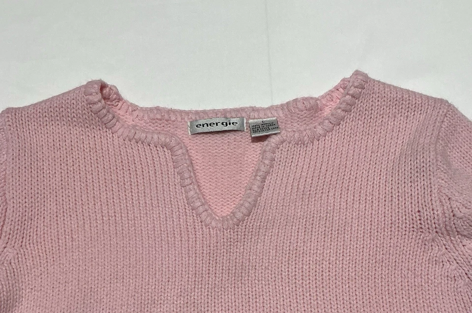 Suéter tejido Energie vintage para mujer grande rosa Y2K Foto 3 de 4