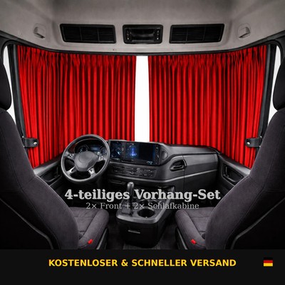 LKW Track Gardinen Scheibengardinen Passform ACTROS SOLOSTAR Rot und Schwarz