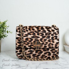 Tory Burch Britten Haircalf Small Adjustable Shoulder Bag in Leopard Print NWT
