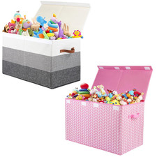 Large Toy Box Chest with Divider, Sturdy Toy Storage Organizer Bin Baskets with