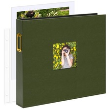 Vienrose 12x12 Large 3-Ring DIY Scrapbook Photo Album Dark Green Leather Cover