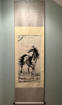 Chinese Hand Painted Watercolor Painting Scroll Horse in the Manner of 徐悲鸿（仿）