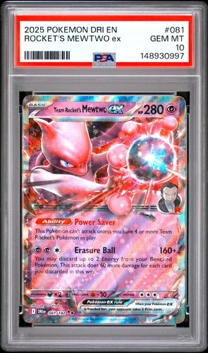 148930997 Team Rocket's Mewtwo ex 2025 Pokemon Destined Rivals #081 PSA 10