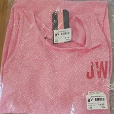 Jack Wills Girls T-Shirt Dress 14-15 Years Pink/White Polka Dot Round Neck Logo