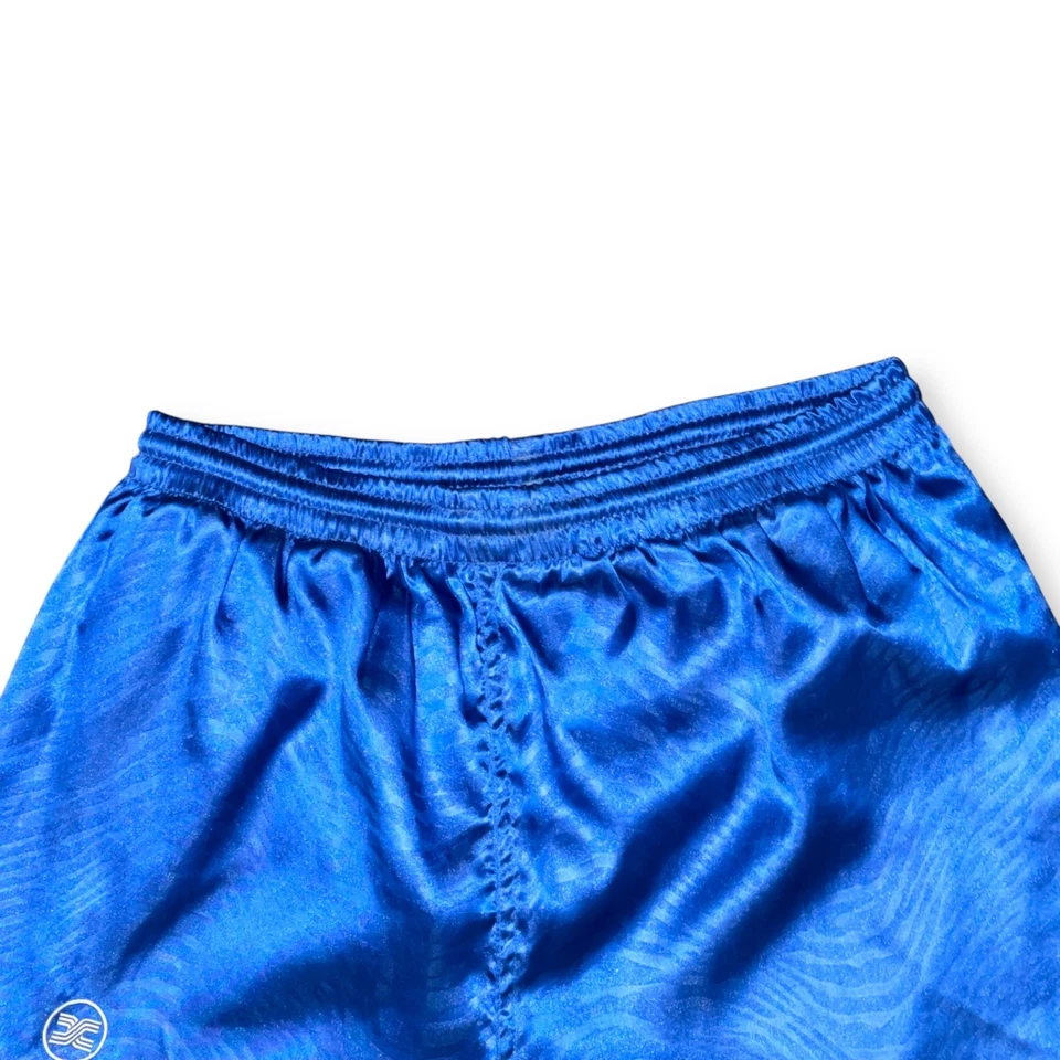 Суперредкие винтажные нейлоновые футбольные шорты Xara 90-е Glanz синие белые шелковистые маленькие - Изображение 4 из 4