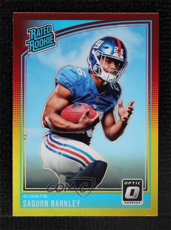 2018 Donruss Optic Rated Red & Yellow Prizm Saquon Barkley #156 Rookie RC 00i6
