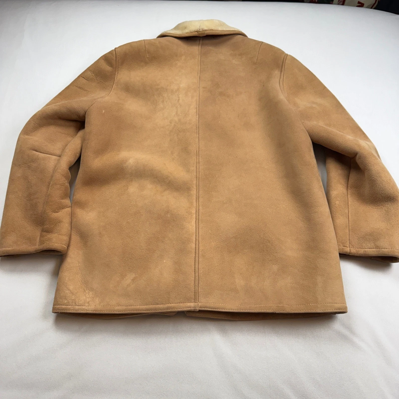 Vintage 70s Norm Thompson Mens 40 Shearling Sheepskin Coat Tan Suede Jacket - product detail image 8
