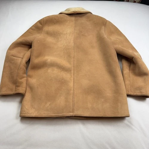 Vintage 70s Norm Thompson Mens 40 Shearling Sheepskin Coat Tan Suede Jacket image 8