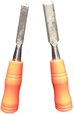 Vintage 3/4'' 1/2'' Wood Chisels Orange Handles Poly 7.5'' long LIGHTLY USED