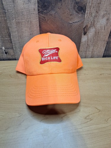 Miller High Life Beer Hat Adult Blaze Orange Cap Hunting Outdoors Florescent - Picture 1 of 6