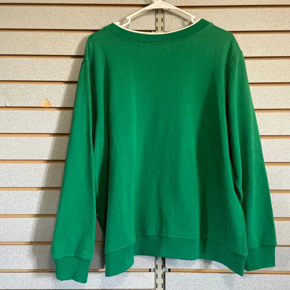 Shenanigans XL Verde Navidad Pingüino Esquí Sudadera Bordada Foto 4 de 4