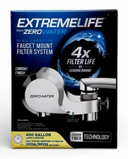 ZeroWater EXTREMELIFE Faucet Mount Filter Chrome 400 Gallon NEW Sealed In Box
